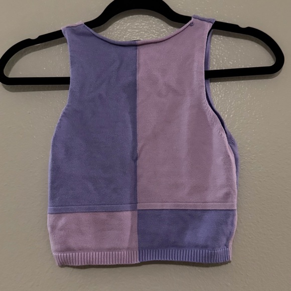 Princess Polly Purple Colorblock Knit Crop Top - Size 4 - Picture 2 of 5